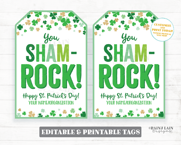 You Sham-ROCK Tag St Patrick's Day Gift St Patty's Shamrock Appreciation Thank You Favor Tag Teacher Staff Employee School PTO Classroom